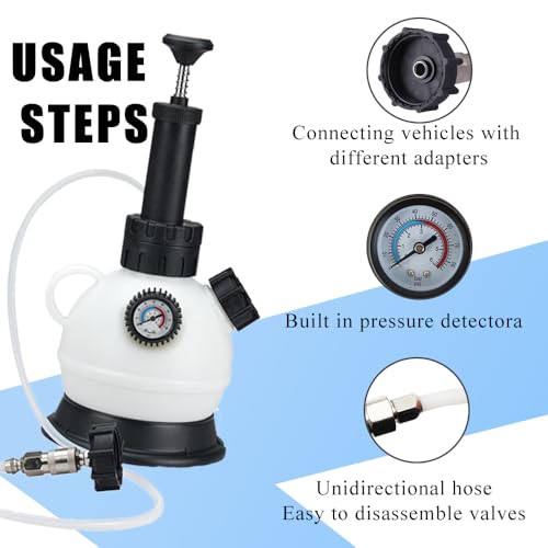 2L Manual Brake Bleeder Fluid Pump, Professional Brake Bleeder Kit with 1L Brake Fluid Bleed Bottle, Brake Fluid Bleeder Kit,Brake Bleeding Vacuum Pump Kit for Most European Car Models