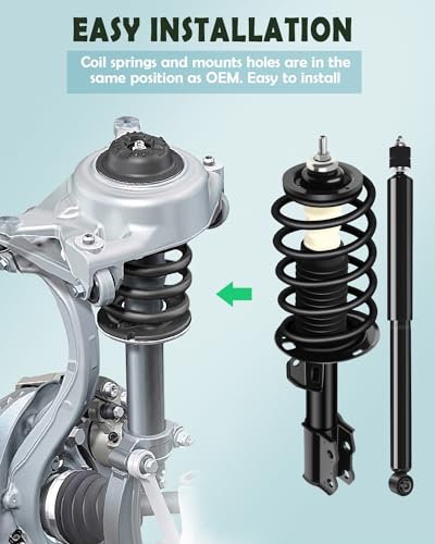 SCITOO Front and Rear Complete Struts Assembly Shock Absorber for Toyota for Prius C 2012-2015 Automotive Replacement Struts 172289 343442 - Set of 4