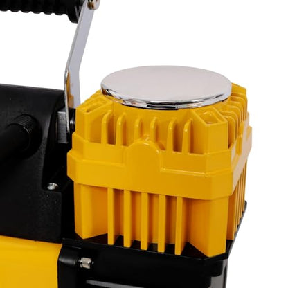 12V Dual Cylinder Heavy Duty Air Compressor,Tire Inflator with Pressure Gauge, Max 150 PSI,Tire Inflator Air Pump for Car, SUV, RV, Truck