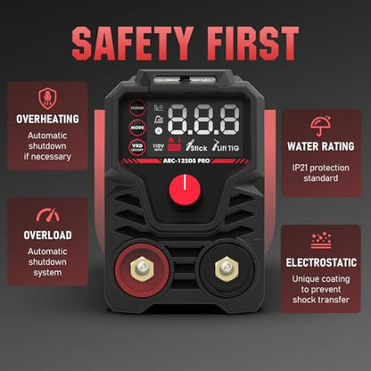YESWELDER 125Amp Mini Stick Welder Large LED Display, IGBT ARC Welding Machine, 110V Hot Start Portable MMA Welder Machine, Arc Force - style: stick welder 125Amp