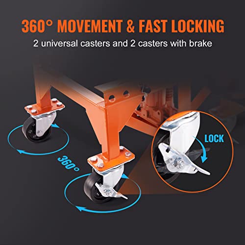 VEVOR Hydraulic Motorcycle Lift Table, 350 lbs Capacity Motorcycle Scissor Jack Lift with Wide Deck, J-Hooks, 4 Wheels, Hydraulic Foot-Operated Jack Stand for ATV Dirt Bikes