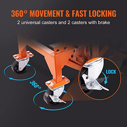 VEVOR Hydraulic Motorcycle Lift Table, 350 lbs Capacity Motorcycle Scissor Jack Lift with Wide Deck, J-Hooks, 4 Wheels, Hydraulic Foot-Operated Jack Stand for ATV Dirt Bikes