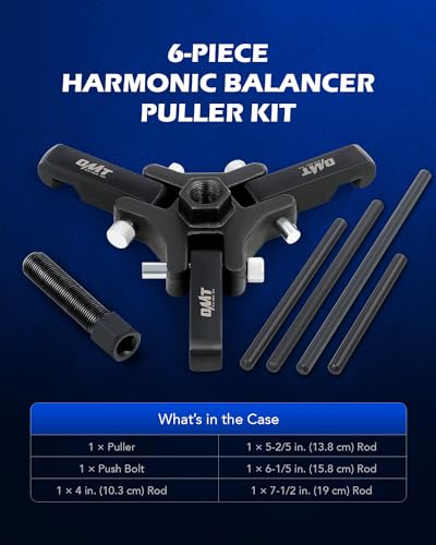 OMT Harmonic Balancer Puller Kit for Removing Harmonic Dampers & Balancers | Adjustable 3-Jaw Puller Pulley Puller Set Compatible with Chevy GM Chrysler Cadillac Ford, Black - color: black
