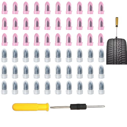 60 PCS Tire Repair Kit, Tire Repair Screws with 2 Sizes, Vacuum Tire Repair Rubber Nail, Screwdriver&Storage Box, Fast Self-Service Tool for Car, Truck, Motorcycle, Tire Puncture Repair (60Pcs) - size: 60Pcs