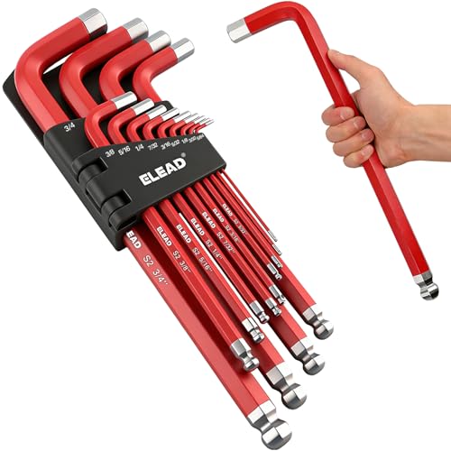 ELEAD Jumbo Hex Key Allen Wrench Set | 13-Piece SAE 5/64"-3/4" | Long Ball End Durable S2 | 4" - 13.5" Long | Automotive | Mechanic | Furniture | Professional Grade Tools - style: 13PCS Jumbo SAE