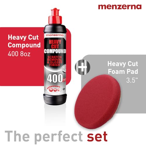 menzerna Scratch and Swirl Remover Kit I Car polishing Set with Menzerna Heavy Cut 400 (8oz) and 3,5 Inch Polishing Pad I Deep Scratch Repair Kit for All Types of Vehicles - style: 8oz + Pad