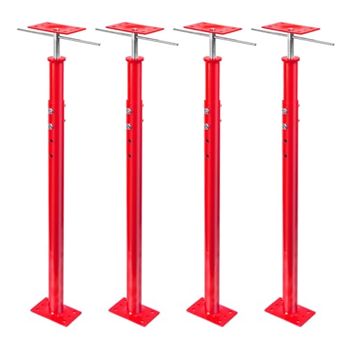 31"-63" House Floor Jack, 4 Pack House Jacks for Lifting and Leveling, 18000 lbs Max Load Capacity Per Unit, Floor Jack Post Pole Jacks, Adjustable Support Beam Basement Leveling House Jack - color: Red, size: 31-63 Inches(4 Pack)