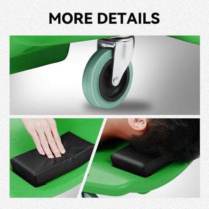 Auto Dynasty 47 Inches Mechanic Creeper, Automotive Garage Repair Low Profile Under Car Rolling Creeper with Padded Headrest, Plastic, Green - color: Green