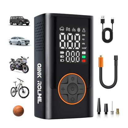 Tire Inflator Portable Air Compressor - 150PSI Portable Car Air Pump with 4000mAh Battery, Fast Inflation & Deflation Function, Digital Pressure Gauge & Auto-Off for Car, Motorcycle, Bike, Ball