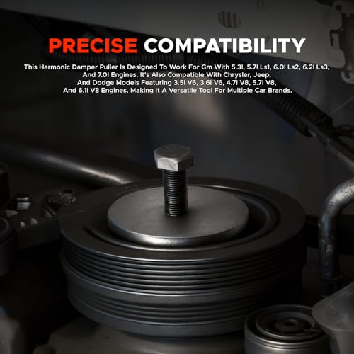 for GM 25264 Harmonic Balancer Puller and 551141 Crank Pulley Install Tool Harmonic Balancer Installation Tool Compatible with GM LS Series Engines 1997-UP