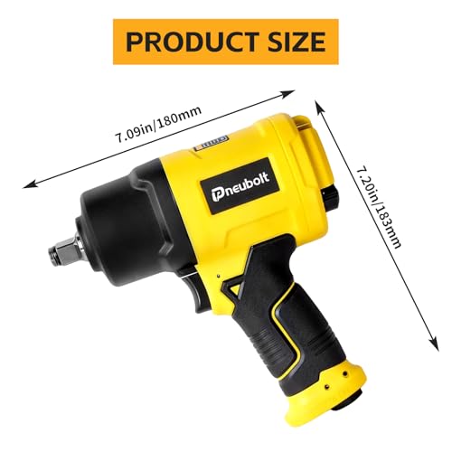 1/2" Air Impact Wrench High Torque 1750 ft-lbs,Heavy Duty Double Hammers with Variable Power Settings,Includes 11-Piece CR-V Socket Set & Hard Case