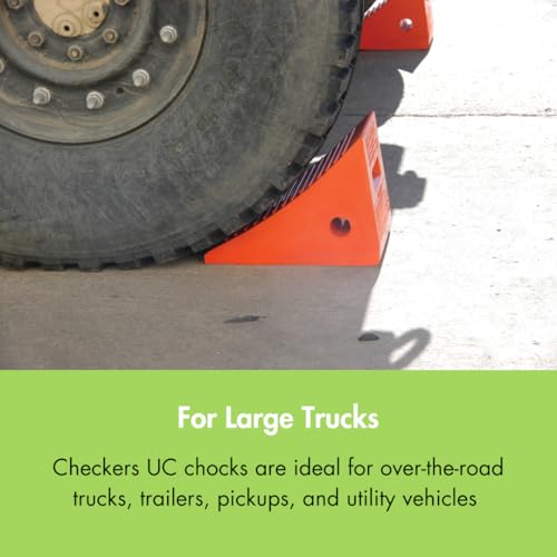 Checkers One Large Wheel Chock for 27-35" Tires, Heavy Duty Wheel Chocks for Semi Trucks, Utility, Tractor Trailer, 40k lb Load Capacity, Made in The USA, Polyurethane, UC1600