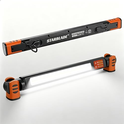 Underhood Magnetic Work Light for Mechanics, 4 Modes 2700K-6500K LED, 7800mAh 12H Battery, IP65 Waterproof, USB-C Rechargeable Hood Light for Car Repair/Garage/Emergency (Orange) - color: Orange