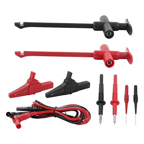 Multimeter Alligator Clips Test Leads Kit, Eectrical Alligator Clips Probe Test Kit,19A JT8001‑1 Crocodile Clip Wire Piercing Needle Probe 0.7mm Multimeter Accessories for Electronic Repair