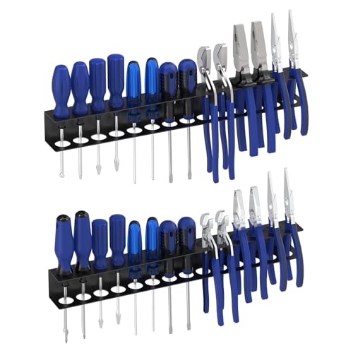 Screwdriver Organizer Wall Mount, Screw Driver Holder,Metal Plier Rack Utility Tool Rack Organizers and Storage Rack for Garage Workshop Workbench Tool Chest Cart (2 PCS) - size: 2 PCS