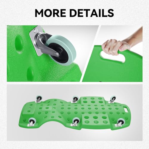 Auto Dynasty 47 Inches Mechanic Creeper, Automotive Garage Repair Low Profile Under Car Rolling Creeper with Padded Headrest, Plastic, Green - color: Green
