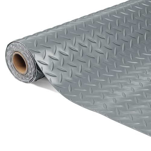 7'4"x 17' Garage Floor Mat, Thickened Garage Mats Flooring Roll for Under Car, Non Slip Diamond Plate PVC Floor Protector Mat for Garage, Warehouse, Gyms, Trailer - color: Diamond Plate Pvc Garage Mat, size: 7'4"x 17'