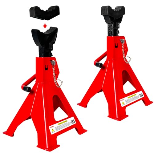 YATOINTO Jack Stands 3 Ton (6,600 LBs), 11.22"-16.54" Adjustable with Double Pin Locking for Reinforced Safety. Car Jack Stand with Extra Rubber Pads for Trucks, Home,Garage,Lifting,1 Pair Red - color: Red, size: 3 Ton Double Pin Locking with Rubber Pads