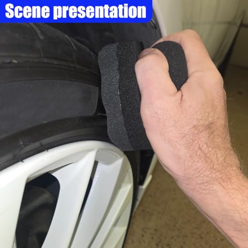 Tire Shine Applicator Pad, Reusable Hex Grip Tire Dressing Applicator, Wave Contoured Tire Polishing Sponge Pads, Car Detailing Cleaning Accessories for Most Vehicles (6PCS) - size: 6PCS