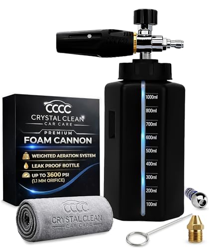 Foam Cannon for Pressure Washer, Thick Snow Foam, 1/4'' Quick Connect, 1.1mm Orifice Soap Cannon, Adjustable Foam Blaster for Car Detailing, Wide Mouth Bottle