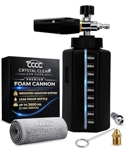 Foam Cannon for Pressure Washer, Thick Snow Foam, 1/4'' Quick Connect, 1.1mm Orifice Soap Cannon, Adjustable Foam Blaster for Car Detailing, Wide Mouth Bottle