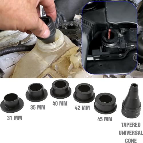 24444 Coolant System Refiller Kit, 5 Adapters, Eliminate Trapped Air, Test Radiator and Heating Core Lines for Leaks, Vacuum Fill Coolant Tool