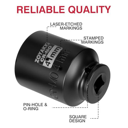 1/2" Drive 41mm Deep 6 Pt CR-MO Metric Impact Socket for Axle Nuts - size: 41mm, style: 1/2" Drive Deep