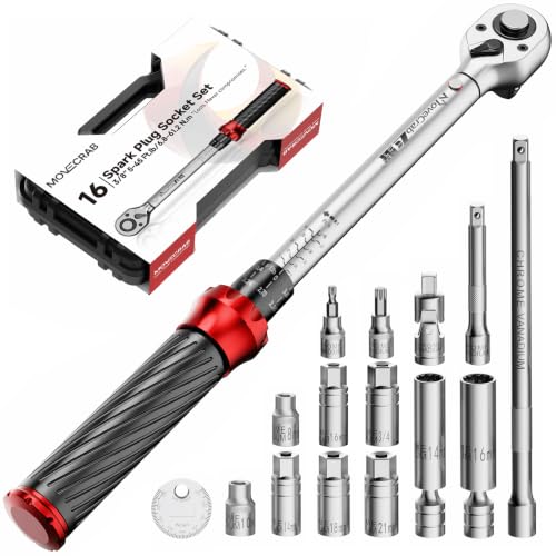 3/8" Click Torque Wrench Set, 5-45 Ft-lb with Spark Plug Socket | ±3% Accuracyn, Auto Repair, Quick Release, Audible Click, Reversible, Calibration Certificate Included, DIY, Dual Range - size: 16pcs spark plug torque wrench set