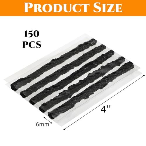 150 Pack Tire Repair Strings, 4 Inch Automotive Tool Tire Repair Plugs, Rubber Tire Patch Plug Tubeless Tire Sealant for Car, RV, SUV, ATV, Motorcycle, Truck,Tractor