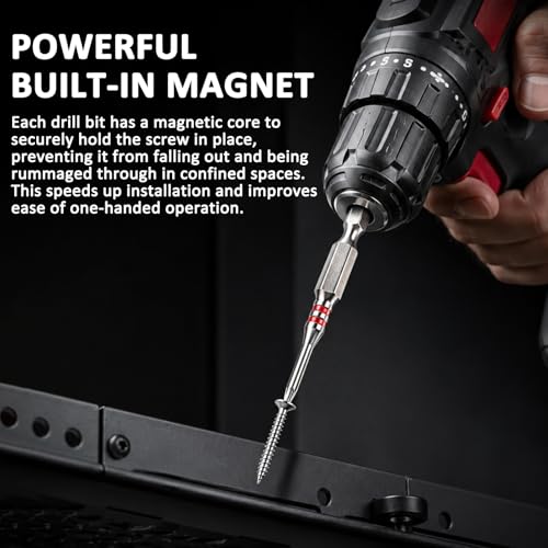 12 Piece Pagoda Shaped Drill Bit, Hex Bit Set, Magnetic Screwdriver Bits, Pagoda Design, Suitable for Hexagonal Sizes of 1.5-2mm, 2.5-3mm, 4-5-6mm, for Drills and Wrenches