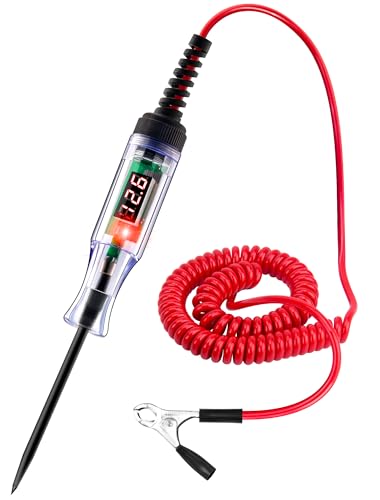 WINAMOO Automotive Test Light 5-90V Digital LED Circuit Tester with Voltage Display, Auto Bidirectional Light Tester, Electrical Voltage Tester with Extended Spring Wire & Probe for Car/RV/Vehicles
