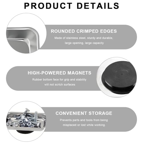 2 PCS Magnetic Parts Tray Set, Stainless Steel 3.6"×2.5" Square Magnetic Tool Tray for Mechanic's, Thickened Magnet Parts Tray for Screws, Bolts, Nuts, Washers, Pins - color: 3.6"×2.5" Square