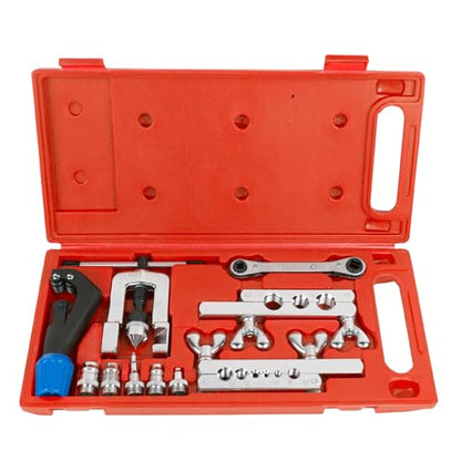 Wostore Flaring Swage Tool Kit for Copper Plastic Aluminum Pipe With Tubing Cutter & Ratchet Wrench