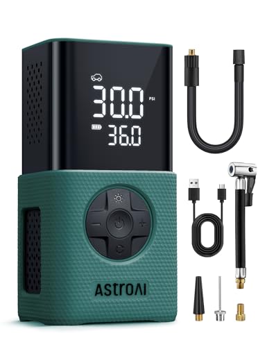 AstroAI L7S Tire Inflator Portable Air Compressor Cordless with Digital Pressure Gauge, 150 PSI LED Light Bike Air Pump with Fast Inflation & Auto Shut-Off for Car Tires,Motorcycles,Bikes,Balls,Green - color: Green