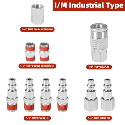 1/4’’ Air Compressor Fittings with Blow Gun Kit, Tire Gauge, Air Chuck, 20PCS