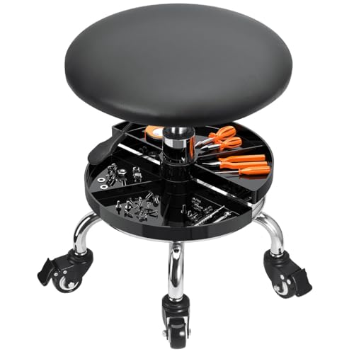 JOSTZHXIN Garage Mechanic Stool Chair Rolling Shop Chair, Height Adjustable Garage Shop Seat, Low Stools with Storage Tray, Rolling Stool for Salon SPA Tattoo (Style 3) - style: Style 3