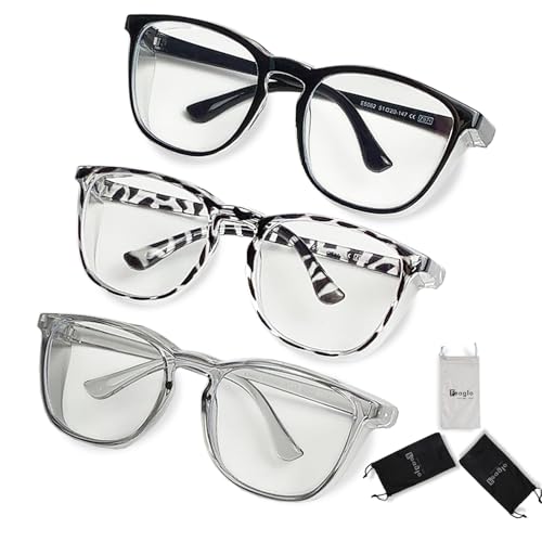 Feaglo Safety Glasses, Anti Fog Safety Goggles for Women Men, Blue Light Blocking Stylish Eye Protection Glasses Side Shield - color: Black+grey+leopard