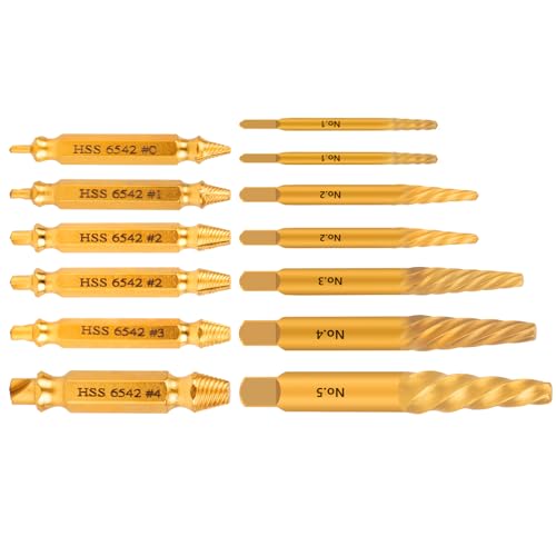13 Pieces Easy Out Screw Extractor Set and Left-Hand Drill Bit Set, Stripped Screw Extractor Set for Removing Damaged Screws, Broken Bolts, Studs - size: 13 Pieces