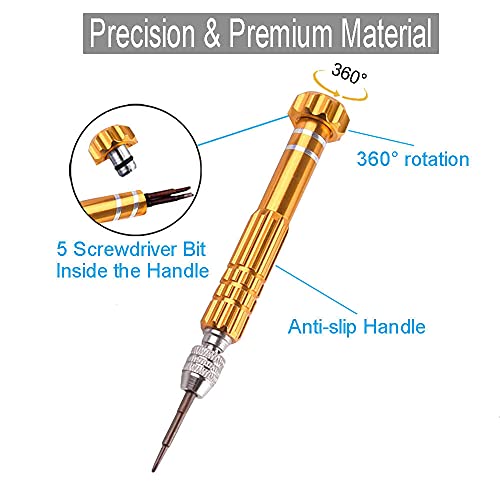 Eyeglass Glasses Screwdriver, Mini Eyeglass Glasses Repair Kit, Multifunctional Small Screwdriver for Laptop, Watch(Yellow) - color: Yellow