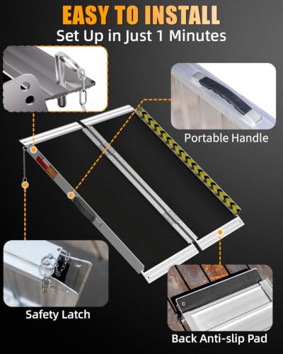 VNN Portable Wheelchair Ramp 3FT, Non-Slip Aluminum Ramps for Wheelchairs for Home, Handicap Wheelchair Ramps for Home Steps, Aluminum Loading Dock Plates, Doorways, Curbs, Stairs - size: 3FT (Usable height 3-9 inch)