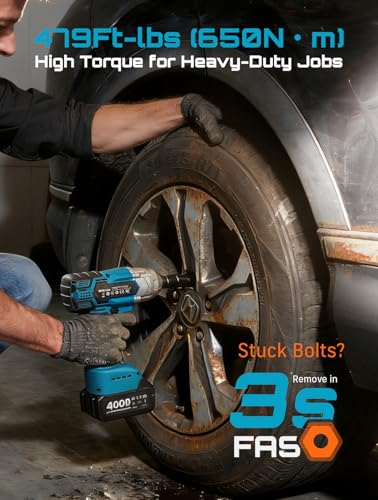 Seesii Cordless Impact Wrench 1/2 inch, High Torque 479 Ft-lbs(650Nm) Brushless Impact Gun,2500RPM w/2x4.0 Battery, 6 Sockets,8 Drill Bits, High Torque Power Impact Driver for Car Home,WH6 Lite