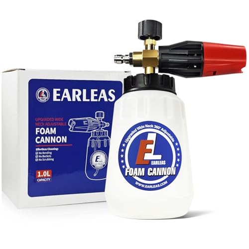 Foam Cannon for Pressure Washer, 1 Liter Bottle, 1/4 Inch Quick Connector, Professional Snow Foam Lance for Car, Glass, Wall, and Exterior Surface Cleaning
