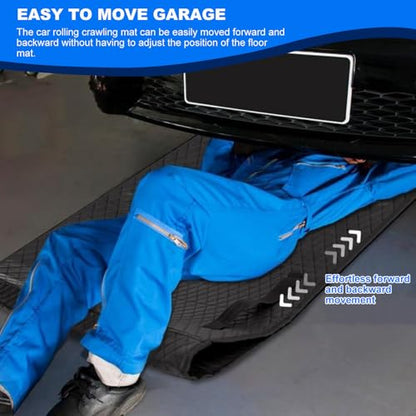 Portable Rolling Creeper Mat, 60''x28'' Under Car Roller with Storge Bag, Foldable Mechanic Mat for Outdoor Low Clearance Working on Uneven Surfaces, Black