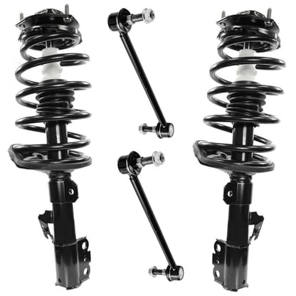 Detroit Axle - 4pc Front Struts Sway Bars for Toyota 2004 2005 2006 Sienna, Complete Struts with Coil Spring Assembly Stabilizer Sway Bar End Links Replacement Suspension Kit - size: 4QS54001/ sway kit