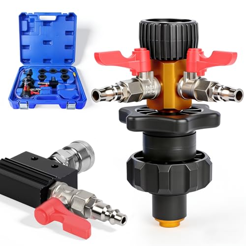 BELEY Coolant Vacuum Refill Kit with 5 Round Adapters 1 Conical Adapter | Radiator Cooling System Fill Tool with Dual-Movement Gauge for Leak Detection, Cooling Refill & Vacuum Coolant Fill