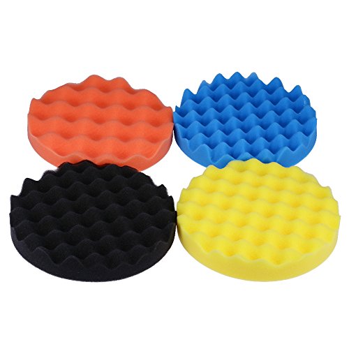 MDEOOSKY 4Pcs 7 Inch Waffle Polishing Foam Buffing Pad Set Replacement for Car Polishser