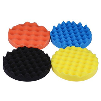 MDEOOSKY 4Pcs 7 Inch Waffle Polishing Foam Buffing Pad Set Replacement for Car Polishser