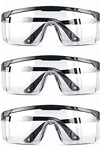 (3 Pack) Safety Glasses Anti Fog & Shattered Proof, ANSI Z87.1 & EN 166 UV Resistant Protective Eyewear Safety Goggles, Wide Frame Eye Shield Goggles Scratch Resistant Best Eye Protection