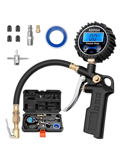 AstroAI Digital Tire Pressure Gauge with Inflator, 3-250 PSI Air Chuck & Compressor Accessories Heavy Duty with Quick Connect Coupler, 0.1 Display Resolution, 1Pack Standard, with case - size: 1 Pack Standard, style: with case