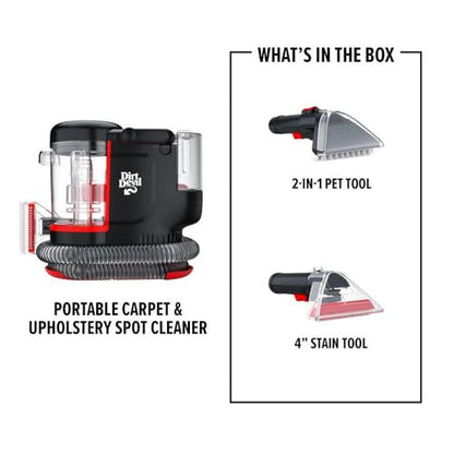Dirt Devil Portable Spot Cleaner Machine for Carpet and Upholstery | Powerful Suction Spot Cleaning Machine with Versatile Tools, Pair with Dirt Devil Portable Cleaner Solution - style: Portable Spot